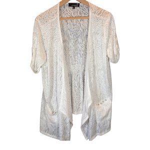 Size: X - White Zebra Print Cardigan w/ Button Details